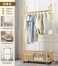 Storage shelf Stand with Clothes Rail and Rolling Coat Rack With Storage Shelf, Hanging Clothes Stand With Hooks For Hats, Drying Rack, Household Space Saving Storage Organizer For Bedroom,. (gold)