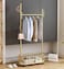 Storage shelf Stand with Clothes Rail and Rolling Coat Rack With Storage Shelf, Hanging Clothes Stand With Hooks For Hats, Drying Rack, Household Space Saving Storage Organizer For Bedroom,. (gold)