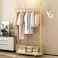 Storage shelf Stand with Clothes Rail and Rolling Coat Rack With Storage Shelf, Hanging Clothes Stand With Hooks For Hats, Drying Rack, Household Space Saving Storage Organizer For Bedroom,. (gold)