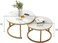 Table Nesting Side Set of 2 End Table Top Sturdy Metal Frame Desk Centerpiece Living Room Bedroom Apartment Modern Industrial Simple Nightstand (white gold frame)

