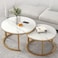 Table Nesting Side Set of 2 End Table Top Sturdy Metal Frame Desk Centerpiece Living Room Bedroom Apartment Modern Industrial Simple Nightstand (white gold frame)
