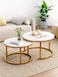 Table Nesting Side Set of 2 End Table Top Sturdy Metal Frame Desk Centerpiece Living Room Bedroom Apartment Modern Industrial Simple Nightstand (white gold frame)
