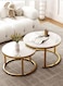 Table Nesting Side Set of 2 End Table Top Sturdy Metal Frame Desk Centerpiece Living Room Bedroom Apartment Modern Industrial Simple Nightstand (white gold frame)
