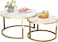 Table Nesting Side Set of 2 End Table Top Sturdy Metal Frame Desk Centerpiece Living Room Bedroom Apartment Modern Industrial Simple Nightstand (white gold frame)
