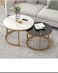 Table Nesting Side Set of 2 End Table Top Sturdy Metal Frame Desk Centerpiece Living Room Bedroom Apartment Modern Industrial Simple Nightstand (white gold and black gold frame)