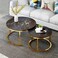 Table Nesting Side Set of 2 End Table Top Sturdy Metal Frame Desk Centerpiece Living Room Bedroom Apartment Modern Industrial Simple Nightstand (Black gold frame)