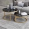 Table Nesting Side Set of 2 End Table Top Sturdy Metal Frame Desk Centerpiece Living Room Bedroom Apartment Modern Industrial Simple Nightstand (Black gold frame)