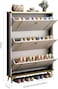 Wooden Shoe Rack, Shoe Cabinet Free Standing Entryway Shoes Organizer, Multi-Function Storage Shelf, Wood Made Home House Office Furniture, Boots Stand (100 x 120 cm, Grey)