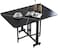 Generic Modern Folding Dining Table, Extendable Drop Leaf Folding Table, Multifunction Expandable, Steel Frame Structure, Easily Bear 400 Kg/881 Lb, Black