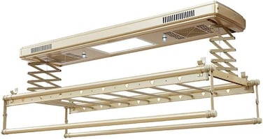 Generic Ceiling Clothes Drying Rack Electric, Indoor, Remote Control Lifting, For Home Balcony, Automatic Lift Ceiling-Mounted Airer Sky Over, Gold