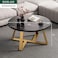 Generic Modern Nesting Coffee Table Set Of 2, Round Accent Table with Faux Marble Pattern Wood Top &amp; Gold Metal Frame for Living Room Office Balcony