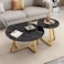 Generic Modern Nesting Coffee Table Set Of 2, Round Accent Table with Faux Marble Pattern Wood Top &amp; Gold Metal Frame for Living Room Office Balcony