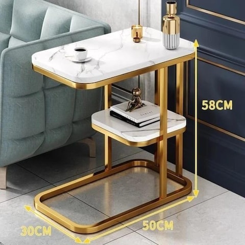 Generic Sofa Side Table, Safe Rounded Corner Design, Living Room Side Cabinet, End Table Anti-Rust Waterproof, White