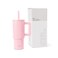 Modern Kids 24 oz Tumbler with Handle and Silicone Straw Lid   Spill Proof and Leak Resistant   Reusable Stainless Steel Bottle   Gift for Kids Boys Girls   Trek Collection   Blush
