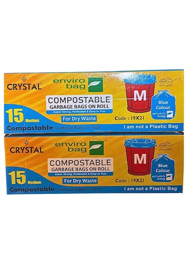 Compostable Trash Bags, 48x53 Cms, Medium Size, Pack Of 2x15 Pieces