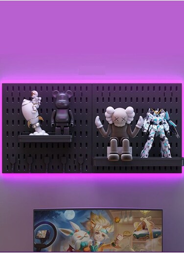 Pegboard Kit and Accessories 2 Panel Pegboard Wall Organizer and Storage for Office, Home, and Gaming Office Desk Wall Organizer and Pegboard Display Black Peg Board Kit