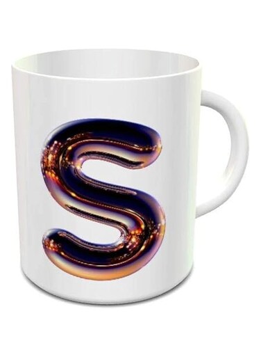 imPRESS White Ceramic Coffee Mug With Night Chrome Letter S