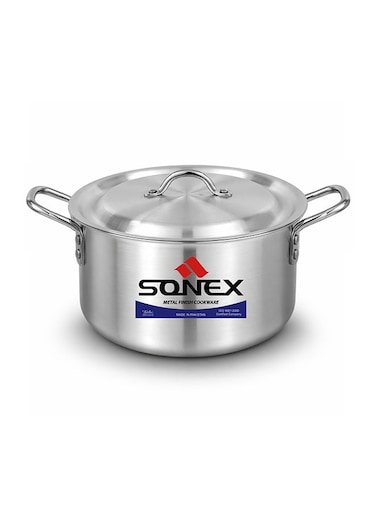 Classic Aluminium Cooking Pot with Lid, 26 cm (8.0L), Deep Stock Pot, Even Heat Distribution, Stainless Steel Handles, Ideal for Curry, Rice &amp; Full Meal Cooking, Gas, Electric &amp; Ceramic Compatible