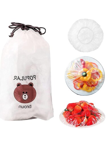 100-Pack Disposable Fresh-Keeping Elastic Food Lid Bags for Leftovers and Meal Preparation