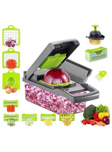 Vegetable Chopper : Multifunctional All-in-One Food Slicer Dicer Cutter with Draining Basket Grater With Container Compact Kitchen Gadgets Sets for Cooking