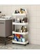 4 Tier Rolling Trolley Storage Organizer Utility Cart with Hooks &amp; Wheels Mobile Functional Shelves for Bathroom Kitchen Office and Laundry Room