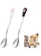 Styquenzer 2 Pcs Dog Cat Spoon Pet Can Spoon Stainless Steel Cat Claw Spoon Cat Spoons for Wet Food Long Handle Cat Food Scoop Pet Feeder Spoon for Dog and Cat Food Can (White and Black)
