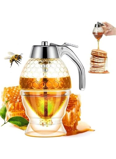 Acrylic Honey Dispenser Squeeze Bottle Syrup Container for Juice Drip and Honey Storage