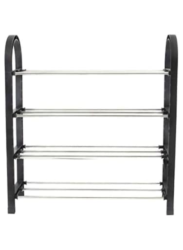 Dubai Gallery 4 Layer Shoe Rack Black/Silver AMZ-N30515540A