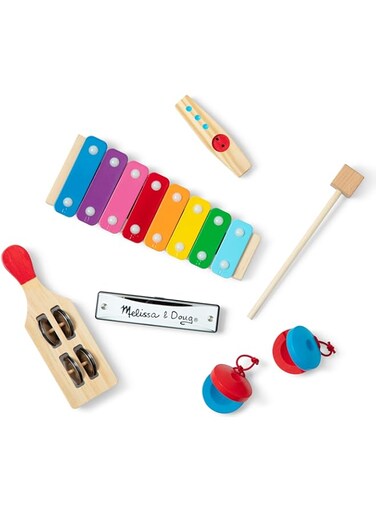 Melissa &amp; Doug Band-in-a-Box Hum! Jangle! Shake! - 7-Piece Musical Instrument Set