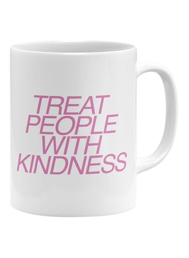 People With Kindness Printed Coffee Mug White/Pink