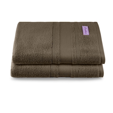 BYFT Home Castle Bath Sheet 90 x 180 Cm 550 Gsm Beige 100% Cotton Set of 02