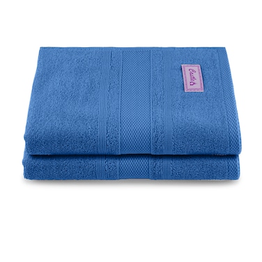 BYFT Home Castle Bath Towel 70 x 140 Cm 550 Gsm Blue 100% Cotton Set of 02