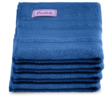 BYFT Home Castle Hand Towel 50 x 90 Cm 550 Gsm Blue 100% Cotton Set of 04