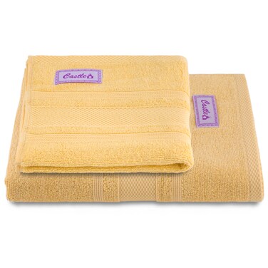 BYFT Home Castle Hand Towel 50 x 90 Cm Bath Towel 70 x 140 Cm 550 Gsm Cream 100% Cotton Set of 02