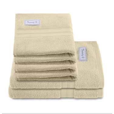 BYFT Home Trendy Hand Towel 50 x 90 Cm Bath Towel 70 x 140 Cm 550 Gsm Cream 100% Cotton Set of 06