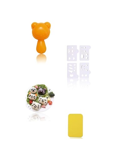 Sweet seven Transform Mealtime with Cute Animal Sushi Shapes! Easy DIY Rice Ball Mold for Kids. Create Adorable Onigiri with Nori Seaweed Cutter. Elevate Bento Box Fun with Kitchen Tools.