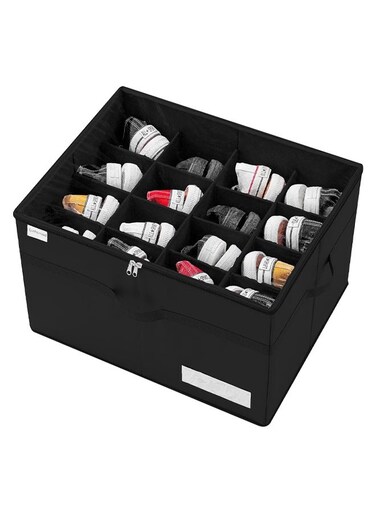 Shoe Organizer for Closet, Large Shoe Box Storage Containers with Reinforced Handles, Foldable Shoe Storage Bins with Bottom Support, Space Saving&iuml;&frac14;&OElig;Dustproof,Durable&iuml;&frac14;&OElig;Fits up to 16 Pairs, 53*42*33cm&iuml;&frac14;&OElig;Black