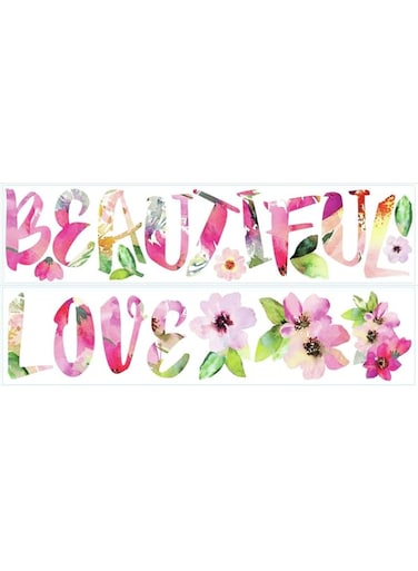 RoomMates Beautiful Love Watercolor Quote Wall Sticker, Plastic, Multi-Colour, 2 Sheets, 22 Pieces, 92.7 x 21.9 cm