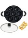 Japan large aperture takoyaki pan with glass cover,cake mold baking pan,fry eggs,Poffertjes pan,Appam pan,Banh khot pan,cupcake pan,takoyaki maker,Nonstick, (7 Hole)