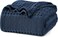Queen Size 230 cm x 230 cm 100% Cotton Waffle Weave Blanket &acirc;&euro;&ldquo; Pre-Washed Lightweight Breathable Throw for Bed, Couch or Sofa, Oeko-TEX Certified, Navy Blue