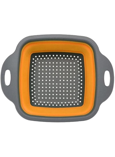 Dubai Gallery Collapsible Stretch Storage Basket Grey/Orange 9.84 X 7.87 X 3.94Inch