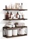 3+1 Tier Bathroom Floating Shelves Over Toilet, 15.8in Farmhouse Rustic Wood Shelves, Wall Decor for Bathroom, Living Room,Bedroom and Kitchen (Brown)