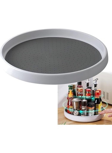 JeeSoarToFar Rotating Non-Slip Storage Rack - Multipurpose Lazy Susan, 29.5cm Spice Turntable, for Kitchen/Pantry/Fridge (2.5cm Edge Anti-Skid)