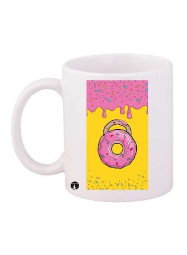 Donut Printed Mug White/Pink/Yellow