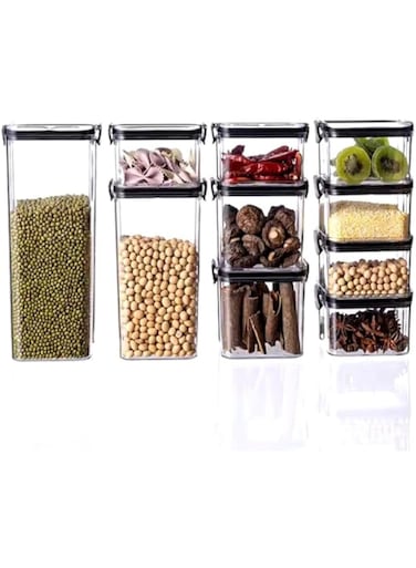 showkah&reg; 10 Pcs Airtight Food Storage Container Set with Lids, BPA Free Kitchen &amp; Pantry Plastic Leak-proof Canister, Reusable Storage Box Suitable for Dishwasher Freezer Microwave (10-Pcs)