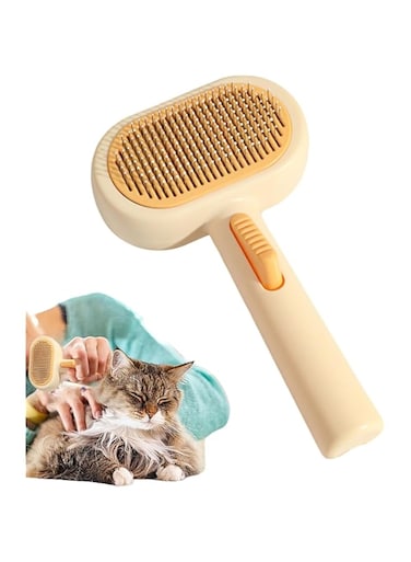 Pet Self-Cleaning Brush, Cat &amp; Dog Brush for Grooming, Shedding &amp; De-Matting   Removes Loose Fur, Tangles &amp; Undercoat, Skin-Friendly Pet Hair Brush for Short &amp; Long Haired Dogs &amp; Cats