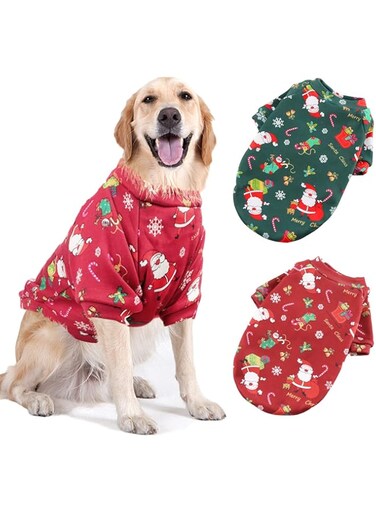 AFYHH 2Pack Large-Dog Christmas Sweater-Outfits - Dog Christmas Costumes Jumper Winter Warm Xmas Puppy Holiday for Dog Cold Weather Xmas Outfit Apparel for Medium Large Dogs L