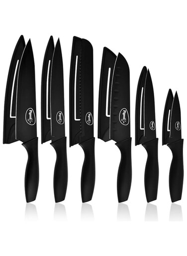 Pigeon by Stovekraft Edge Carbon Knife Set 6 Pcs (Black)