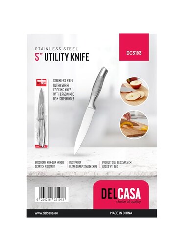 Delcasa DC3193 Utility Knife, 5 Inch Size, Silver