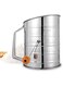Toresano Flour Sifter, 3 Cup Flour Sifter for Baking Fine Mesh Rotary Hand Crank with Loop Agitator for Quick Sifting, Flour Sifter Stainlees Steel, Crank Sifter Flour for Baking Cakes and Spices